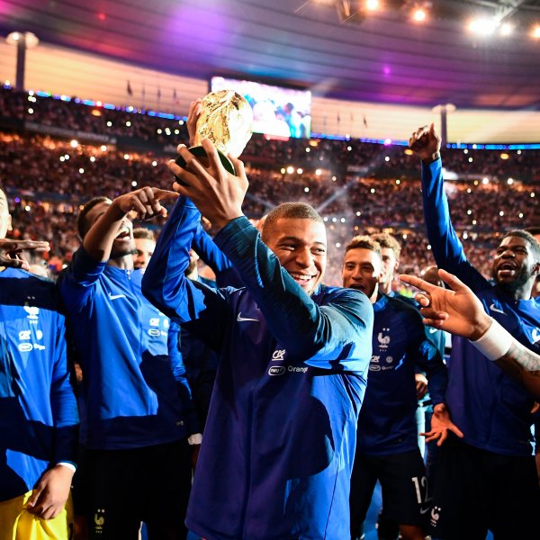 Mbappé during a September ceremony to celebrate France’s World Cup win. At 19, he became the country’s youngest goal scorer at a major tournament.