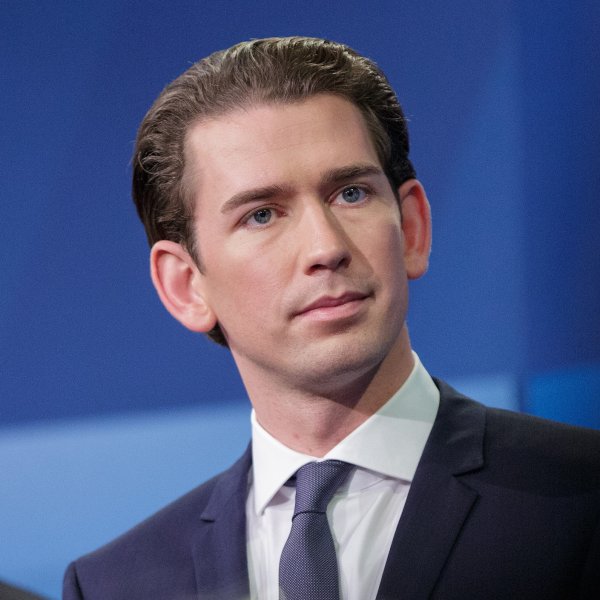Sebastian Kurz, Austria's foreign minister and leader of the People's Party, participates in a television debate ahead of a federal election in Vienna, Austria, on Oct. 15, 2017.