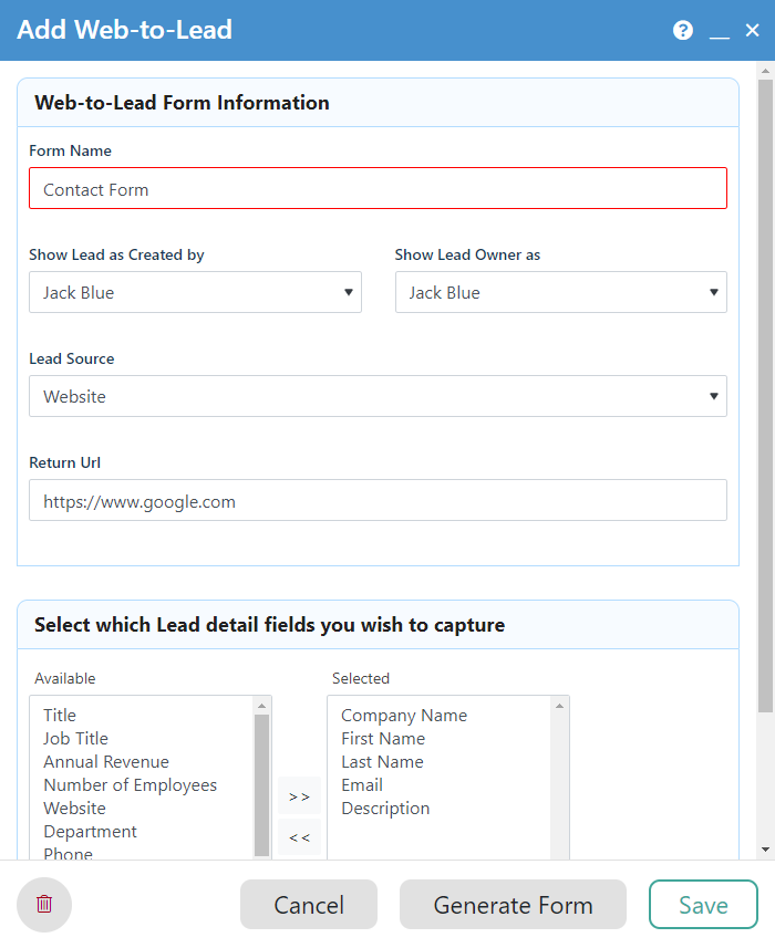 Web-to-Lead Form